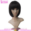 Novo estilo 5A handmade virgem indiano remy cabelo humano bob perucas com franja